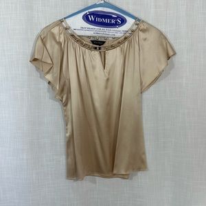 WHBM women’s blouse tan silk